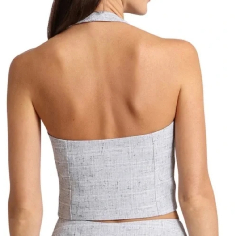 NWT Avec Les Filles Gray Tweed Halter Top Size M - Picture 2 of 9